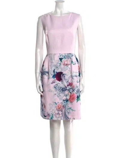 Pre-owned Ted Baker Floral Print Knee-length Dress In Pink
