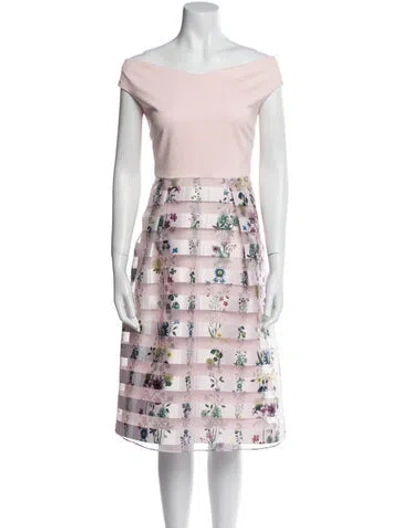 Pre-owned Ted Baker Floral Print Knee-length Dress In Pink