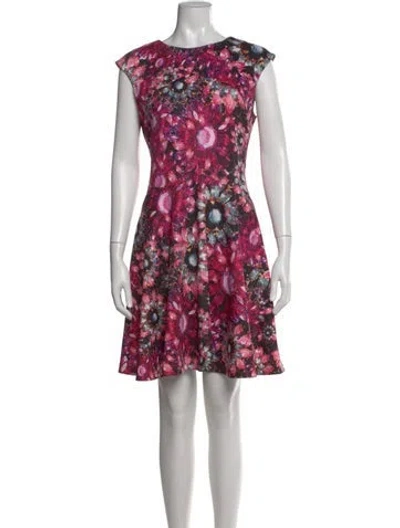 Pre-owned Ted Baker Floral Print Knee-length Dress In Pink