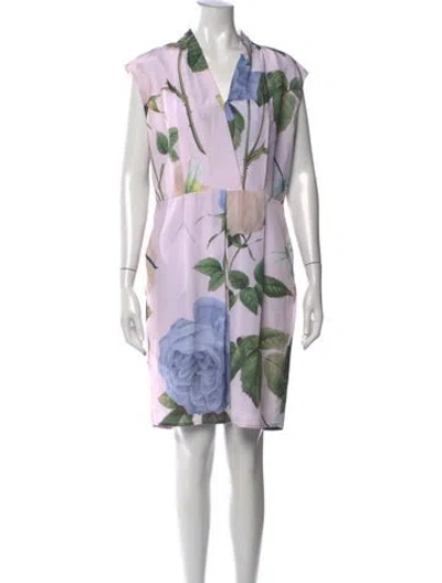 Pre-owned Ted Baker Floral Print Knee-length Dress In Pink