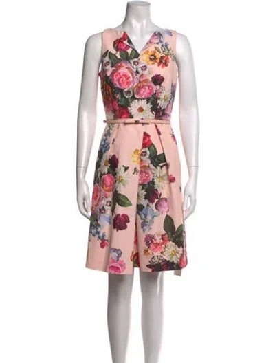 Pre-owned Ted Baker Floral Print Knee-length Dress In Pink