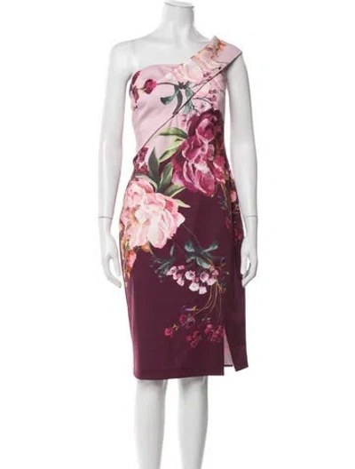 Pre-owned Ted Baker Floral Print Knee-length Dress In Pink