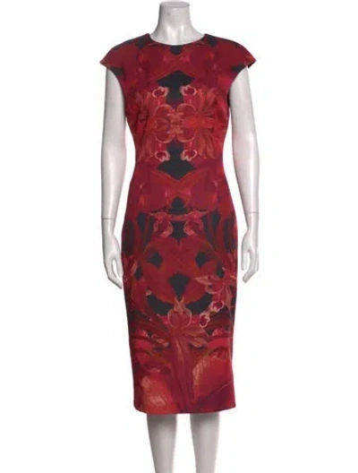 Pre-owned Ted Baker Floral Print Knee-length Dress In Red