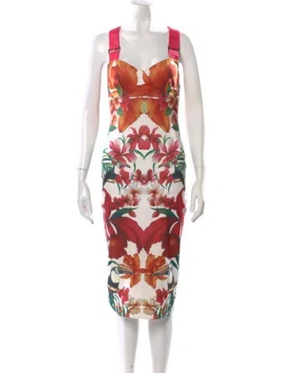 Pre-owned Ted Baker Floral Print Knee-length Dress In White