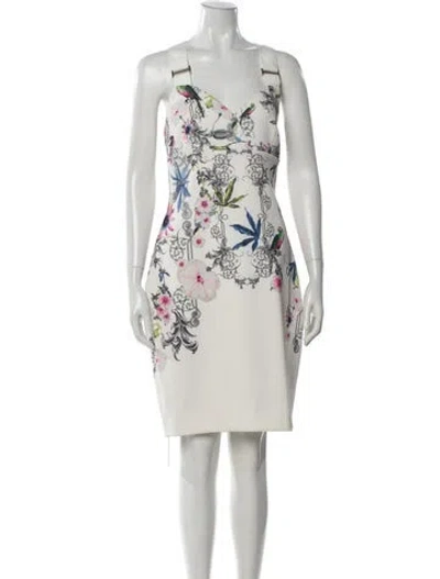 Pre-owned Ted Baker Floral Print Knee-length Dress In White