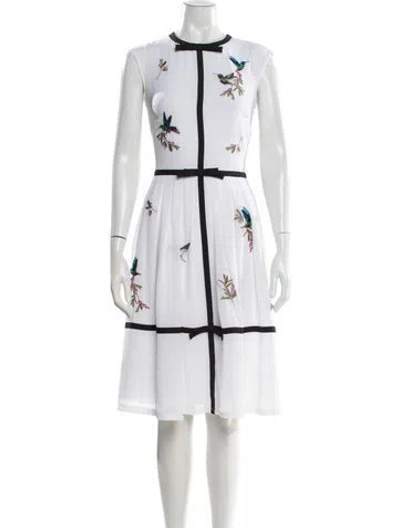 Pre-owned Ted Baker Floral Print Knee-length Dress In White