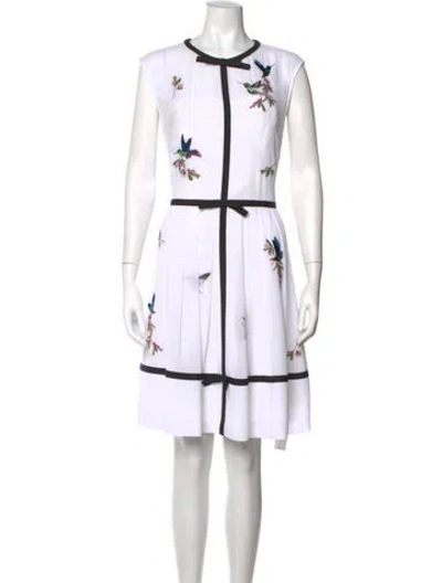 Pre-owned Ted Baker Floral Print Knee-length Dress In White