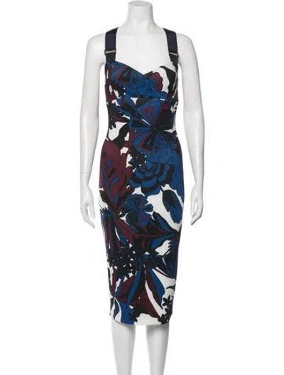 Pre-owned Ted Baker Floral Print Knee-length Dress In White