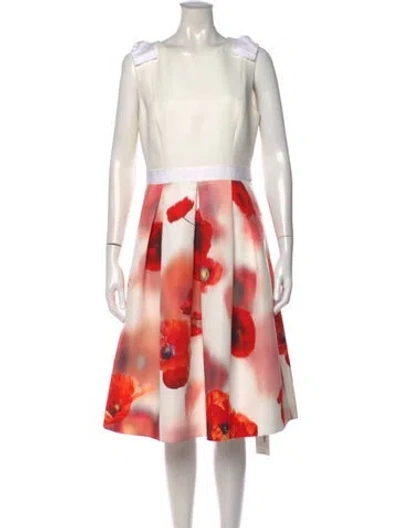 Pre-owned Ted Baker Floral Print Knee-length Dress In White