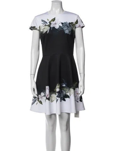 Pre-owned Ted Baker Floral Print Knee-length Dress In White
