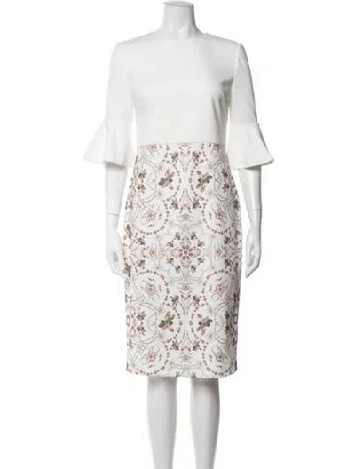Pre-owned Ted Baker Floral Print Knee-length Dress In White