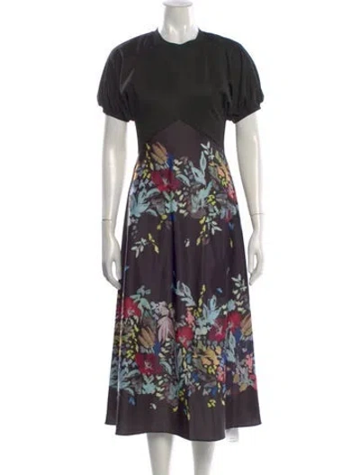 Pre-owned Ted Baker Floral Print Long Dress In Black