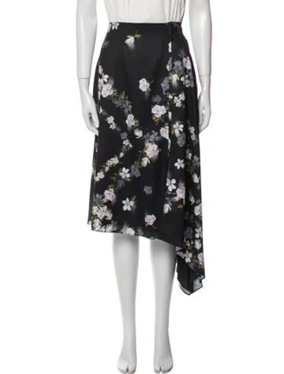 Pre-owned Ted Baker Floral Print Long Dress In Black