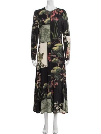 Pre-owned Ted Baker Floral Print Long Dress In Black