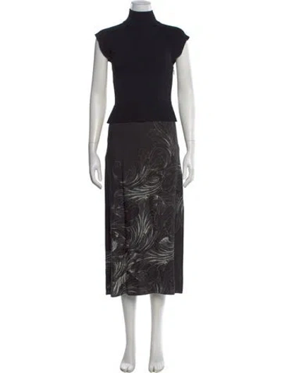 Pre-owned Ted Baker Floral Print Long Dress In Black