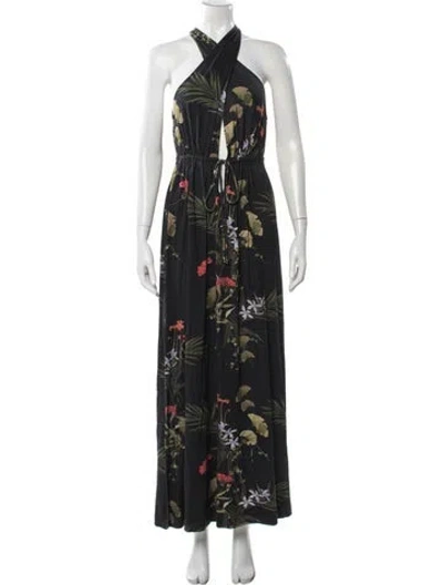 Pre-owned Ted Baker Floral Print Long Dress In Blue