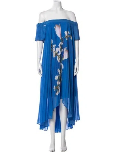 Pre-owned Ted Baker Floral Print Long Dress In Blue