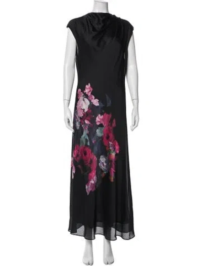 Pre-owned Ted Baker Floral Print Long Dress In Blue