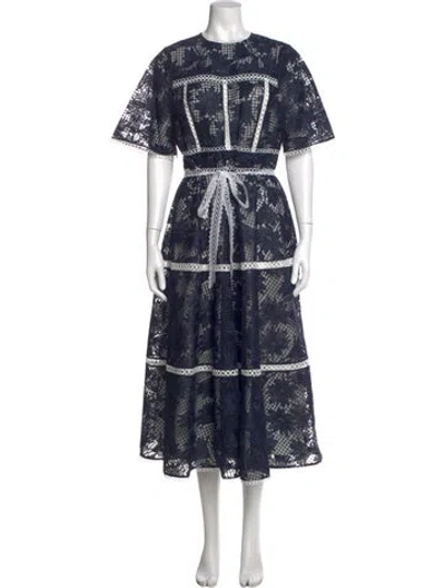 Pre-owned Ted Baker Floral Print Long Dress In Blue