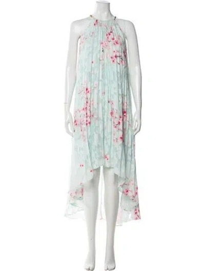 Pre-owned Ted Baker Floral Print Long Dress In Green