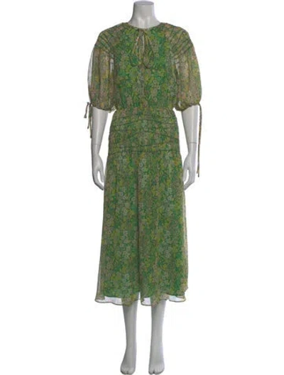 Pre-owned Ted Baker Floral Print Long Dress In Green