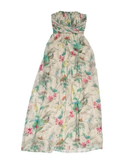 Pre-owned Ted Baker Floral Print Long Dress In Green