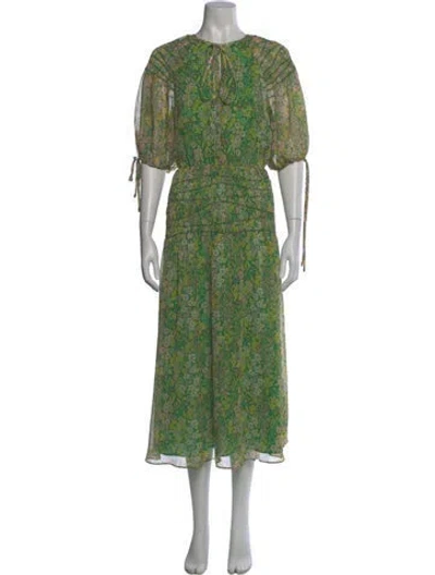 Pre-owned Ted Baker Floral Print Long Dress In Green