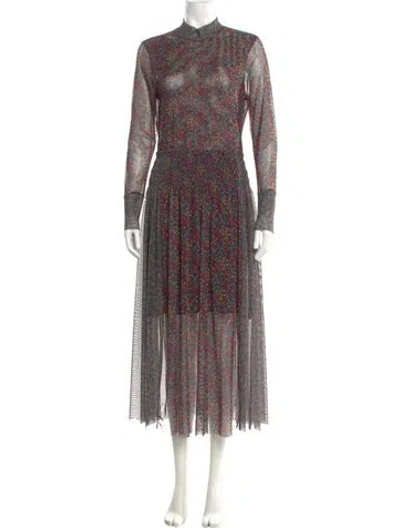 Pre-owned Ted Baker Floral Print Long Dress In Multi