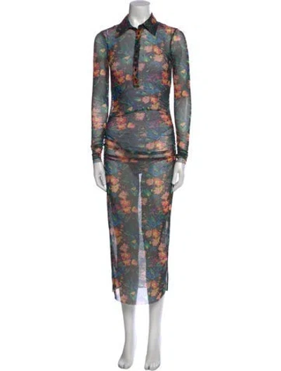 Pre-owned Ted Baker Floral Print Long Dress In Multi