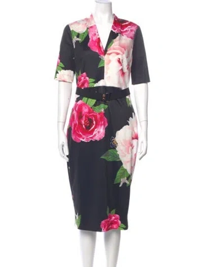 Pre-owned Ted Baker Floral Print Long Dress In Multi