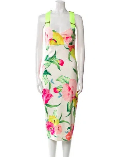 Pre-owned Ted Baker Floral Print Long Dress In Neutral