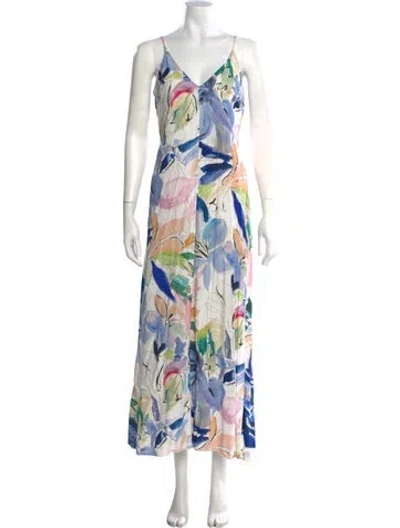 Pre-owned Ted Baker Floral Print Long Dress In Neutral