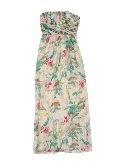 Pre-owned Ted Baker Floral Print Long Dress In Neutrals
