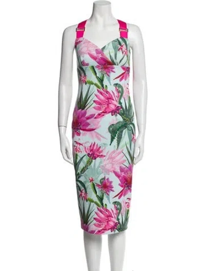 Pre-owned Ted Baker Floral Print Long Dress In Pink