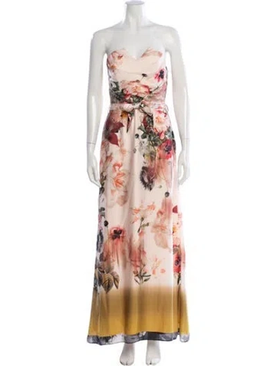 Pre-owned Ted Baker Floral Print Long Dress In Pink