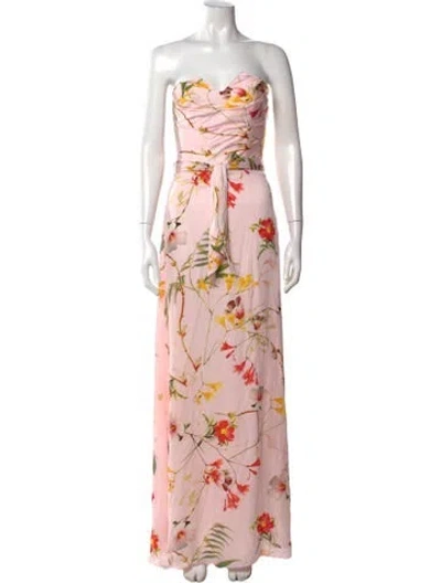 Pre-owned Ted Baker Floral Print Long Dress In Pink