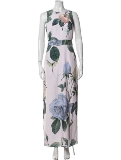 Pre-owned Ted Baker Floral Print Long Dress In Pink
