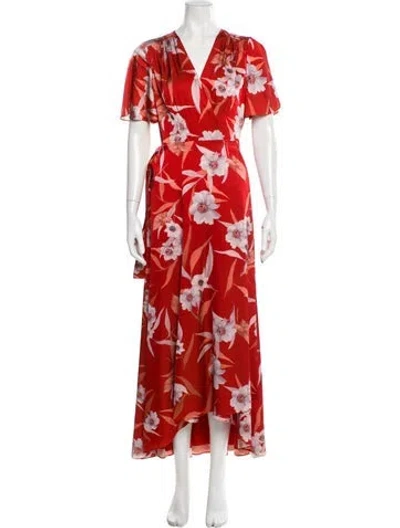 Pre-owned Ted Baker Floral Print Long Dress In Red