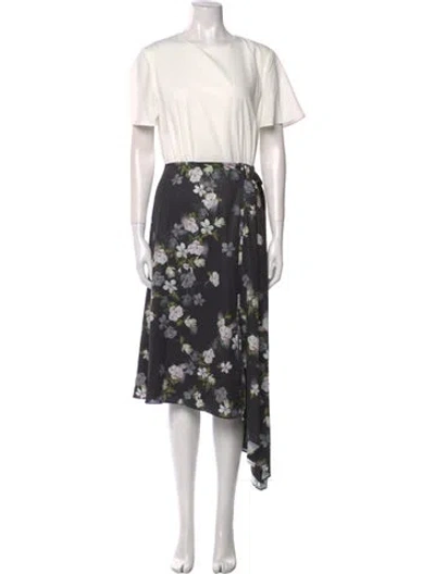 Pre-owned Ted Baker Floral Print Long Dress W/ Tags In Black