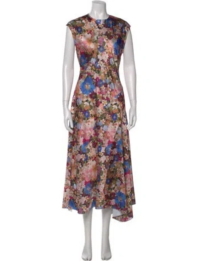 Pre-owned Ted Baker Floral Print Long Dress W/ Tags In Black