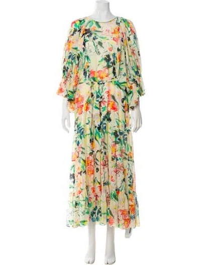 Pre-owned Ted Baker Floral Print Long Dress W/ Tags In Multi