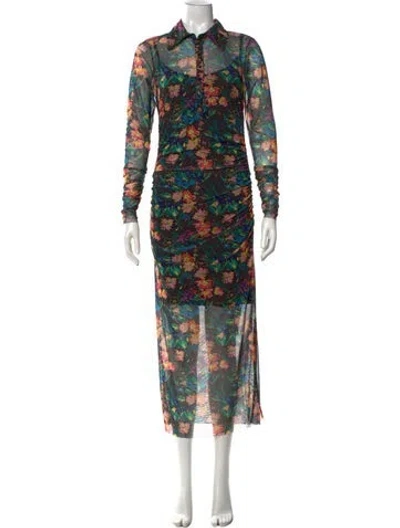 Pre-owned Ted Baker Floral Print Long Dress W/ Tags In Multi