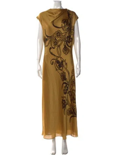 Pre-owned Ted Baker Floral Print Long Dress W/ Tags In Multicolor