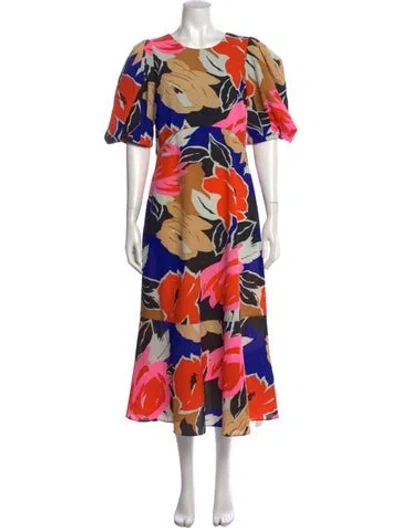 Pre-owned Ted Baker Floral Print Long Dress W/ Tags In Orange
