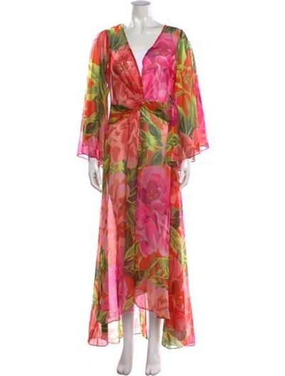 Pre-owned Ted Baker Floral Print Long Dress W/ Tags In Pink