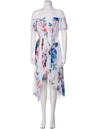 Pre-owned Ted Baker Floral Print Long Dress In White