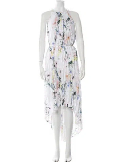 Pre-owned Ted Baker Floral Print Long Dress In White