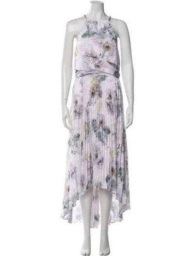 Pre-owned Ted Baker Floral Print Long Dress In White