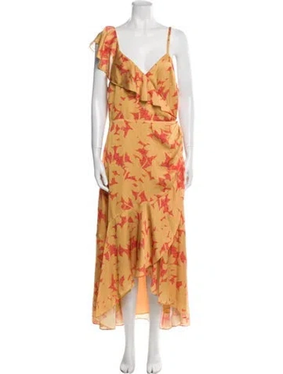 Pre-owned Ted Baker Floral Print Long Dress In Yellow
