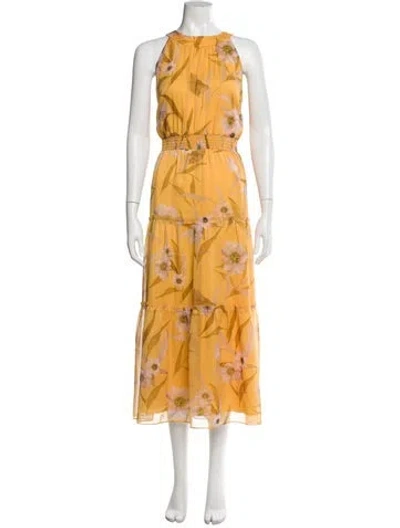 Pre-owned Ted Baker Floral Print Long Dress In Yellow